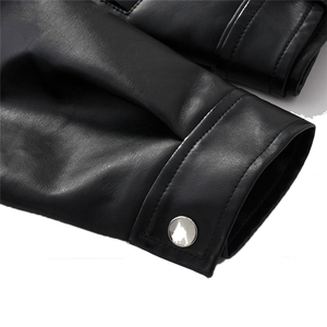 Blouson aviateur tendance en cuir pour femme avec doublure en fourrure |   Manteau en cuir épais en fourrure d'hiver |   Vestes de mode en gros, ODM en gros - Product Image 6