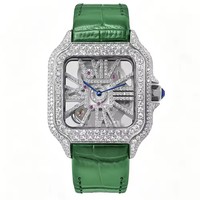 Montre pour homme en cristal de saphir, avec cristaux de glace VVS Moissanite, style Buss Down, mouvement à quartz Ronda 1042, carrée, de luxe, Hip Hop