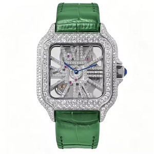 Montre pour homme en cristal de saphir, sertie de moissanite VVS effet glace, mouvement quartz suisse Ronda 1042, carrée, de luxe, style Hip Hop - Product Image 5