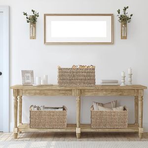 Paniers de rangement tissés à la main les moins chers avec poignées: paniers décoratifs en jonc de mer pour organiser des serviettes en papier, des trucs - Product Image 2