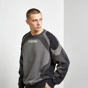 Sudadera con Capucha para Hombre, Moderna, Gris y Negra, de Tela Suave, con Bloques de Color, Estampado de Letras Personalizado, Corte Regular, Estilo Casual Urbano, para Invierno - Product Image 2