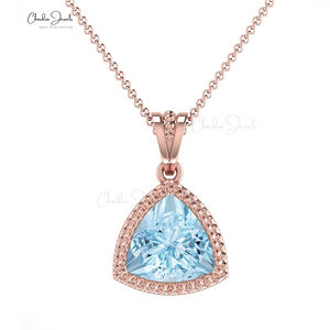 Proveedor Popular, Colgante de Aguamarina Natural de 1 Quilate con Engaste de Puntas en Oro Fino de 14k, Hecho a Mano, para Compromiso Cristiano, Venta al por Mayor - Product Image 1