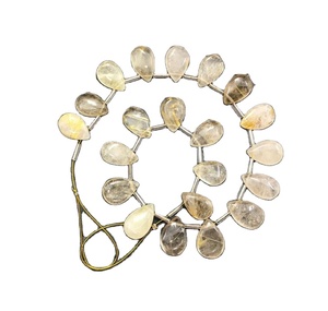 ธรรมชาติทอง Rutile พลอย21ชิ้นลูกแพร์เรียบรูปร่าง Briolette ลูกปัดขายส่งผู้ผลิตของแท้ที่มีคุณภาพสูง - Product Image 1