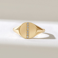 Anillo de Sello Personalizado Hecho a Mano con Diamantes VVS Cultivados en Laboratorio, Oro Sólido Rosa de 10k-18k, Certificado, para Mujer