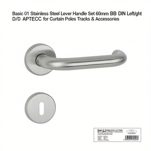 ชุดมือจับคันโยกสแตนเลสแบบพื้นฐาน รุ่น 01 ขนาด 60 มม. รูปตัวยู BB DIN ซ้าย/ขวา D/D 30 APTEC สำหรับรางม่านและอุปกรณ์เสริม - Product Image 3