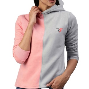 Dos colores de tono Diseño personalizado Mujeres Moda Sudaderas con capucha Logotipo personalizado Serigrafía Manga larga Mujeres Sudadera con capucha - Product Image 1