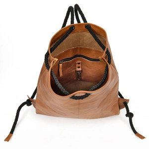 Brown Genuine <b>Leather</b> Drawstring <b>Backpack</b> Unisex Gym Bag Vintage Travel Daypack - Product Image 3