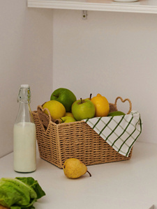Natural Storage <b>Paper</b> Basket with Green <b>Pattern</b> Handmade Decorative Organizer - Product Image 6