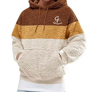 Professional Manufacturing Men's Quick Dry Winter <b>Hoodies</b> Thick <b>Fur</b> Solid Pattern Custom Color Plain Dyed with Two Pockets - Product Image 1