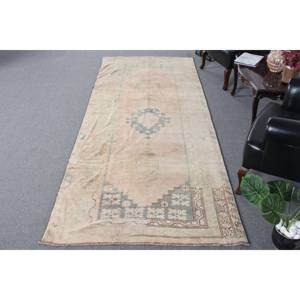 Tapis Vintage Large 4.1X11 pieds Beige Bleu Patchwork Laine Latex Style Turc Couloir Rectangulaire Abstrait Chambre Seagrass Fourrure - Product Image 1