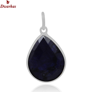 Colgante clásico al por mayor 925 plata esterlina azul corindón collar de piedras preciosas colgante listo stock precio barato - Product Image 1