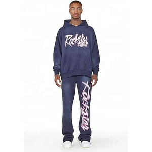 Conjunto Deportivo con Cordón Ajustable, Chaqueta Deportiva Gruesa con Cremallera y Capucha, Pantalones Deportivos Holgados, 100% Algodón, Otoño, Tinte Liso - Product Image 2