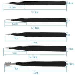 Kit de pinces à épiler incurvées pointues en acier inoxydable avec étui pour extensions de cils personnelles et professionnelles - Product Image 4