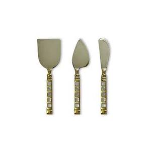 Bonito juego de cuchillos para queso, cuchillo para queso plateado de acero inoxidable con mango de extremo de nudo en espiral, accesorios de cocina - Product Image 3