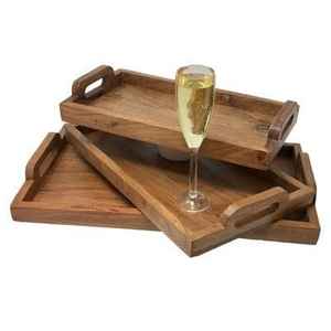 Plateau rond personnalisé en bois d'acacia Pièce de service en bois naturel poli parfaite pour une utilisation sur une table Offre Spéciale et élégante - Product Image 4