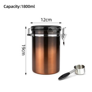 Airtight 1000g Eco-Friendly Portable Stainless Steel <b>Coffee</b> Bean Canister with Transparent Window CO2 Valve Scoop Date Tracker - Product Image 2