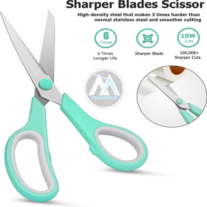 Ciseaux tout usage à lame en acier ultra tranchante de 2.5mm d'épaisseur Lot de 3 Tissu à coudre confortable Accessoires de bureau à domicile en vrac - Product Image 4