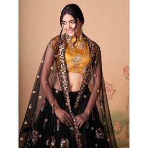 Magnifique robe de soirée noire à effet miroir, tenue de soirée, lehenga choli - Product Image 3