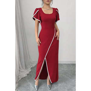 Vestido Elegante de Crepé para Mujer de Jane, con Cuello Cuadrado, Manga Corta y Detalle Cruzado, para Fiestas Formales y Eventos Especiales - Product Image 2