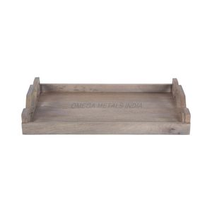 Ensemble de plateaux en bois de bonne qualité de couleur bleue rustique avec une forme rectangulaire classique et des poignées élégantes, idéal pour servir les invités - Product Image 6