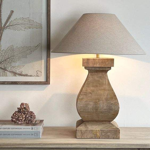 Lámpara de mesa de madera de nuevo diseño con pantalla de tela y acabado natural Ideal para decoración de sala de estar por tradebit - Product Image 3