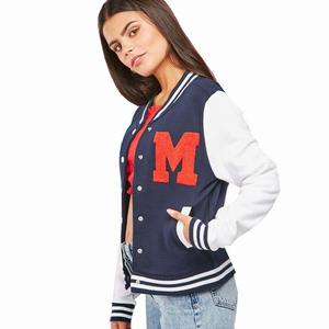 Chaqueta de exterior de alta calidad personalizada, chaqueta universitaria de béisbol al por mayor con bordado, chaqueta de piel auténtica para mujer - Product Image 3