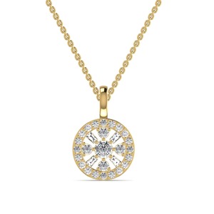Collier pendentif rond en or 14 carats avec diamant de laboratoire certifié IGI, style tendance, pour femmes, prix de gros - Product Image 1