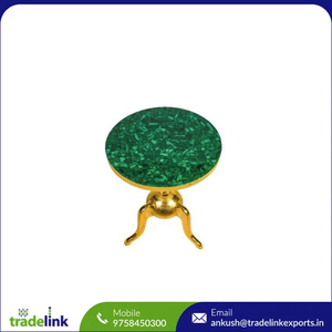 Malachite Semiprecious Stone <b>Table</b> Top 24K <b>Gold</b> Plated Brass Kitchen Countertop Dining Living Room Available Natural - Product Image 6
