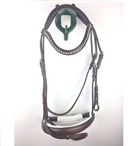 Bride de cheval bleue de précision avec bande de nez en Y, bride d'anatomie en cuir, équipement de cheval - Product Image 6