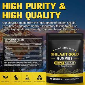 100% Pure Himalayan Shilajit Gummies 100% Shilajit 60 Gummies con sabor a Tamarindo para aumentar la energía y el apoyo inmunológico de la India - Product Image 3