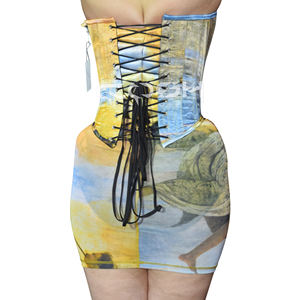 Jupe corset imprimée jaune sublimée avec fermeture éclair latérale - Product Image 6