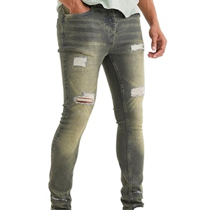 กางเกงยีนส์ผู้ชายคุณภาพสูงขายส่ง ดีไซน์ขาดๆ แบบใหม่ ทรงเข้ารูป ขายส่งกางเกงยีนส์ผู้ชาย - Product Image 1