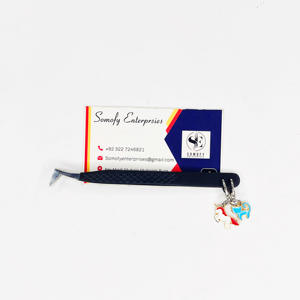 Pinzas de pestañas de acero inoxidable con logotipo personalizado profesional de gran oferta, abalorios de pestañas sostenibles de Metal grueso negro mate - Product Image 4