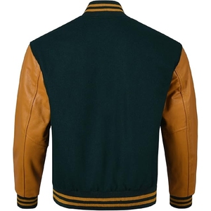 Veste universitaire classique bleu sarcelle avec contraste en cuir audacieux, taille et design personnalisés, prix de gros abordable - Product Image 2