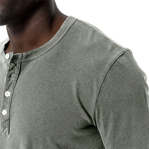 Tri-Blend Curved Hem <b>Henley</b> <b>Mens</b> T <b>Shirts</b> Tight Knit <b>Henley</b> Neck T <b>shirt</b> <b>Men</b> Long Sleeve Distressed Wholesale T-<b>shirt</b> for <b>men</b> - Product Image 2