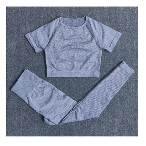 Conjunto de Yoga a cuadros 2025 para mujer, ropa deportiva de 2 piezas para entrenamiento, ropa deportiva al por mayor, ropa deportiva para mujer - Product Image 3