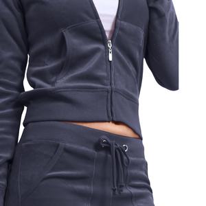 2025 Women's High Quality 2Pcs Velvet Sweat Suit Zipped Tracksuit <b>Velour</b> Wear Casual Sport Sweatshirt Pant <b>Jogger</b> Set - Product Image 4