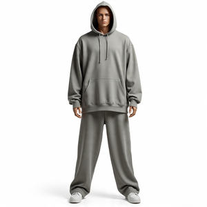 ชุดวอร์มกางเกงวอร์มทรงแบ็กกี้และกางเกงวอร์มของผู้ชายชุดวอร์มกางเกงขาบานแบบสตรีทแวร์ขนาดใหญ่ระบบ GSM 500พรีเมี่ยม - Product Image 2