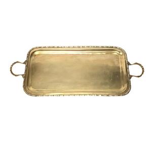 Bandeja de Servicio de Latón Hecha a Mano, Acabado Dorado, Elegante Artesanía, Ideal para Hogares de Lujo, Servicios de Catering o Eventos - Product Image 1