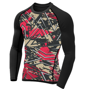 Alta calidad MMA Sublimado hombres Rash Guard Poliéster spandex mezcla tela hombres más cálido manga larga hombres Rash Guard - Product Image 5