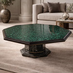 Table basse octogonale moderne en malachite avec support, écologique et durable, meuble de maison pour salon, style décoratif - Product Image 6