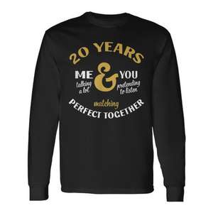 <b>20th</b> <b>Anniversary</b> Matching Couple Long Sleeve T-Shirt 20 Years Perfect Together Promotional T-Shirts - Product Image 1