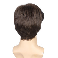 Mesin wig rambut sintetik realistis coklat pendek Pria wig wig palsu alami Bisnis buatan untuk pesta Cosplay