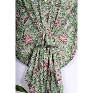 Robe Kaftan Femme en Coton Fait Main Lavable Taille Naturelle Manches Courtes Légère Tenue de Plage Vêtement de Nuit d'Été Cadeau - Product Image 6