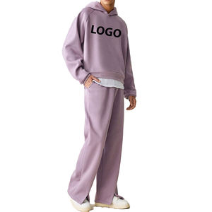 Survêtement unisexe de haute qualité pour homme, style streetwear, imprimé uni, lourd, avec sweat à capuche et pantalon large, pour l'hiver - Product Image 4