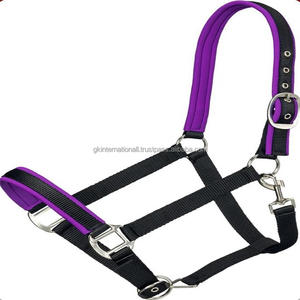 Cabestro de caballo de nailon acolchado suave en muchos colores elegante colorido hecho a mano ligero Halter de Carreras de Caballos hardware de níquel - Product Image 3