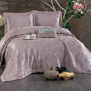 Guzide Lisa Dried Rose 4-Piece Customized Classic Luxury Home <b>Bedspread</b> <b>Set</b> 100% Chenille Organic Woven Striped Washable Ant - Product Image 1
