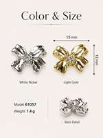 Bouton décoratif de luxe en alliage métallique avec nœud en strass pour manteau, trench, pull, tricot, accessoires vestimentaires
