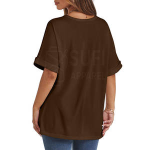 Prix de gros T-shirt d'été respirant uni sur mesure grande taille pour femme, style décontracté dernière tendance - Product Image 3