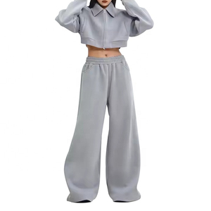 Custom Logo Printing Plain Blank Wide Leg Baggy Style Oversized Trousers Customized Logo Print inner Drawstring Botton Trouser - Product Image 3